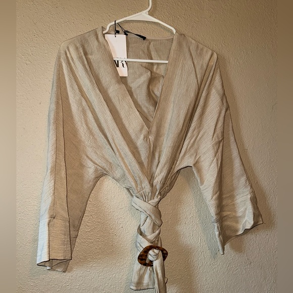 Zara Tops - Zara Kimono Belted Kimono Style Blouse Size Medium